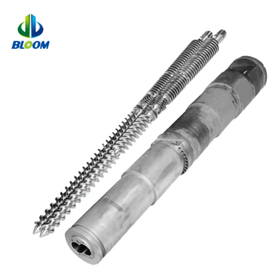 Extrudeuse à vis jumelées coniques bimétalliques de haute précision pour l'extrusion de plastique et de caoutchouc