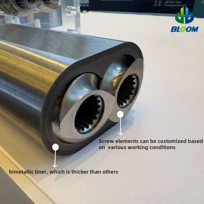 Pièces d'extrudeuse Boulons et revêtements pour le mélange, la composition et la granulation de résines plastiques avec retardateur de flamme sans halogène
