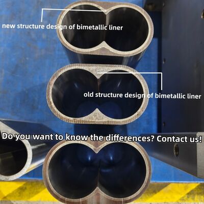 Liner à baril à double vis à haute performance avec HRC≥57 Dureté et revêtement en alliage de nickel pour une résistance à la température de 600 °C