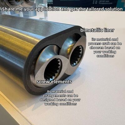 Liner à baril composite nickel-chrome-tungstène haute performance pour extrudeuse à double vis, résistant à 600 °C et dureté HRC 58-62