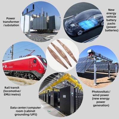 Connecteur flexible tressé en cuivre pur avec surface nickelée et isolation personnalisée pour la distribution d'énergie