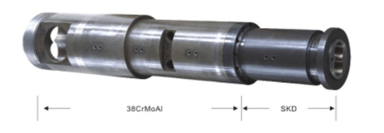 Nitrure et baril bimétallique de vis 38CrMoAIA pour des extrudeuses